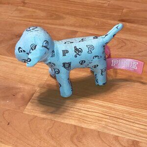 VS PINK tiny size mini dog plush 2013 light blue black monogram print